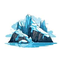 Iceberg floating in calm waters with blue sky and clouds during daytime vector
