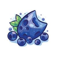 Vibrant design of a blueberry and fresh leaves with splashes in a playful style vector
