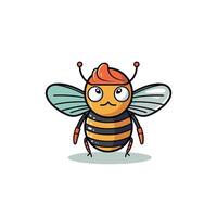 Cartoon bee character with a playful expression and unique hair design vector