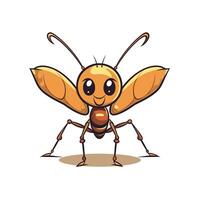 Colorful cartoon ant with big eyes and cheerful expression in a playful style vector