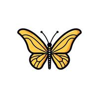 Vibrant yellow butterfly with intricate wing patterns on a white background vector