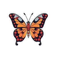 Colorful butterfly with orange and black patterns on a white background vector