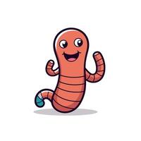 Cartoon worm character with a cheerful expression in a playful pose vector