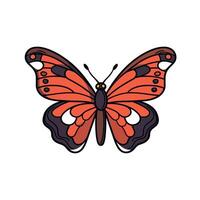 Colorful butterfly with red and black patterns resting on a white background vector
