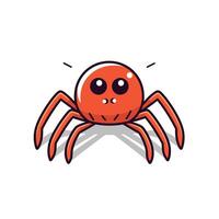 Cute cartoon red spider with big eyes and friendly expression on a light background vector