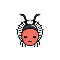 Cute cartoon character with antennae and a round red face displayed on a white background vector
