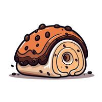 Delightful design of a chocolate-covered dessert with a creamy filling displayed on a white backdrop vector
