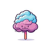 Cute cotton candy character with blue and pink fluffy design on a stick vector