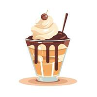Delicious design of an ice cream sundae with chocolate syrup and cherry on top vector