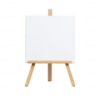 A blank canvas on an easel ready for artistic creation and imagination. png
