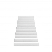 A clean, white staircase leading to an unknown destination, symbolizing progress. png