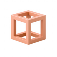 A minimalist geometric cube design in soft peach color, perfect for modern decor. png