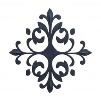 Elegant decorative element with intricate floral patterns in a symmetrical design. png