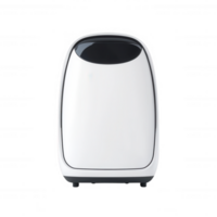Sleek modern white trash can with a minimalist design for home or office use. png