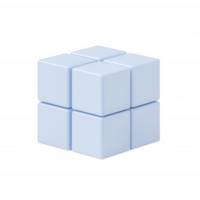 Stylish 3D representation of interlocking cubes in a soft blue color. png