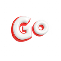 Stylish 3D text design featuring the word 'Go' in vibrant colors and modern typography. png