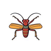 Colorful illustration of an insect with distinct features against a plain background vector