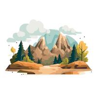 Scenic mountain landscape with trees and clouds during daylight in a natural setting vector