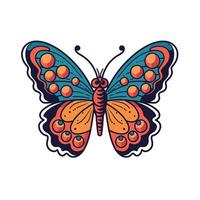 Colorful butterfly with intricate patterns and vibrant colors against a white background vector