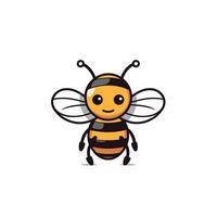 Cute cartoon bee character with a friendly smile in a simple design vector