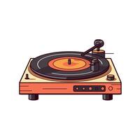 Turntable with records plays classic music in a cozy setting vector