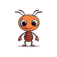 Colorful cartoon ant character smiling with large eyes and fun design in a simple style vector