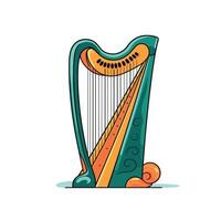 Colorful harp illustration showcasing elegant design and craftsmanship in music vector