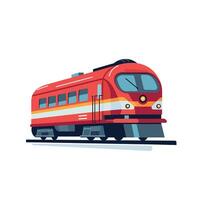 Red train on sleek tracks in a minimalistic style with vibrant colors and modern design vector