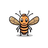 Cheerful cartoon bee with big eyes and playful expression in a simple design vector