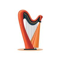 Colorful art of a harp showcasing its elegant structure and design in a modern style vector