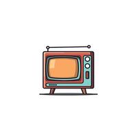Vintage television set with simple design and bright color scheme in retro style vector