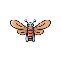 Colorful illustrated insect with large wings and unique patterns on its body vector