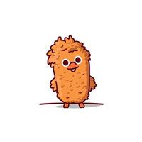 Charming fluffy creature with a playful expression standing on a white background showcasing art design vector