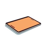 Stylish tablet on a flat surface with a vibrant orange screen design vector