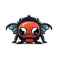 Cartoon insect character with large eyes and colorful wings in a simple design vector