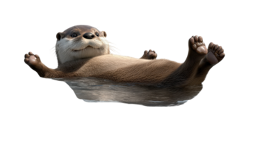 Enjoy the Relaxing Image of a Playful Otter Floating on Its Back, Perfect for Nature-Themed Projects and Presentations. png