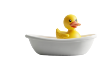 A Playful Rubber Duck Floating in a Bathtub Perfect for Illustrating Fun and Relaxation in Children's Bath Time Activities. png