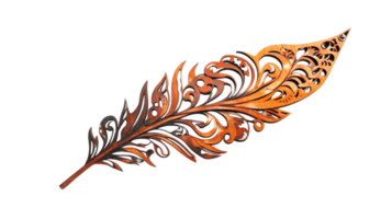 Decorative Feather with Intricate Pattern Perfect for Creative Projects and Artistic Designs. png