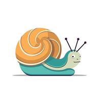 Cute cartoon snail with a spiral shell showcases vibrant colors and a friendly expression vector
