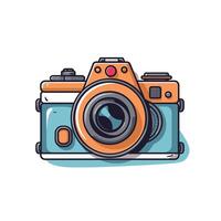 design of a vintage camera with colorful details, showcasing its intricate features and playful aesthetic vector