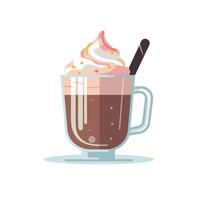 Delightful mug of hot chocolate topped with whipped cream and colorful sprinkles in a cozy setting vector