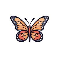 Colorful design of a butterfly with orange and black wings featuring intricate patterns vector