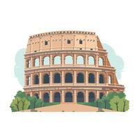 design of the historical Colosseum in Rome showcasing its iconic architecture surrounded by greenery vector