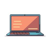 Colorful laptop with coding interface displayed on the screen in a modern workspace vector