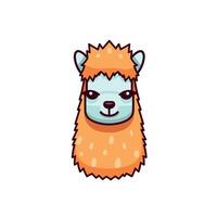 Cute cartoon llama with colorful fur and friendly expression vector