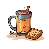 Refreshing beverage served with toast on a bright background for a cheerful start to the day vector