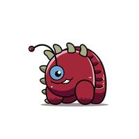 Cute red cartoon creature with large eye and spiky back in a simple design vector