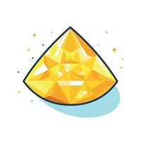 Bright yellow gemstone with sharp facets and sparkling highlights on a blue background vector