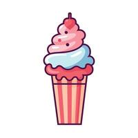Deliciously colorful ice cream cone with cherry on top in a fun design vector