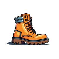Bright orange work boot with detailed design and sturdy sole prominently displayed vector